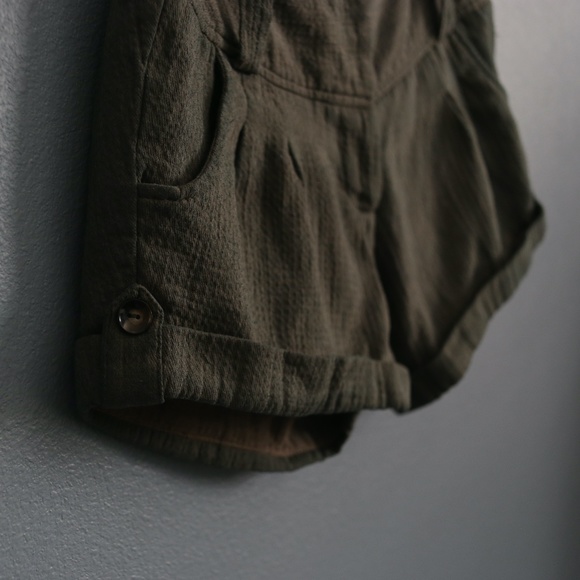 Olive Green Rolled Hem Short Shorts - Picture 3 of 4